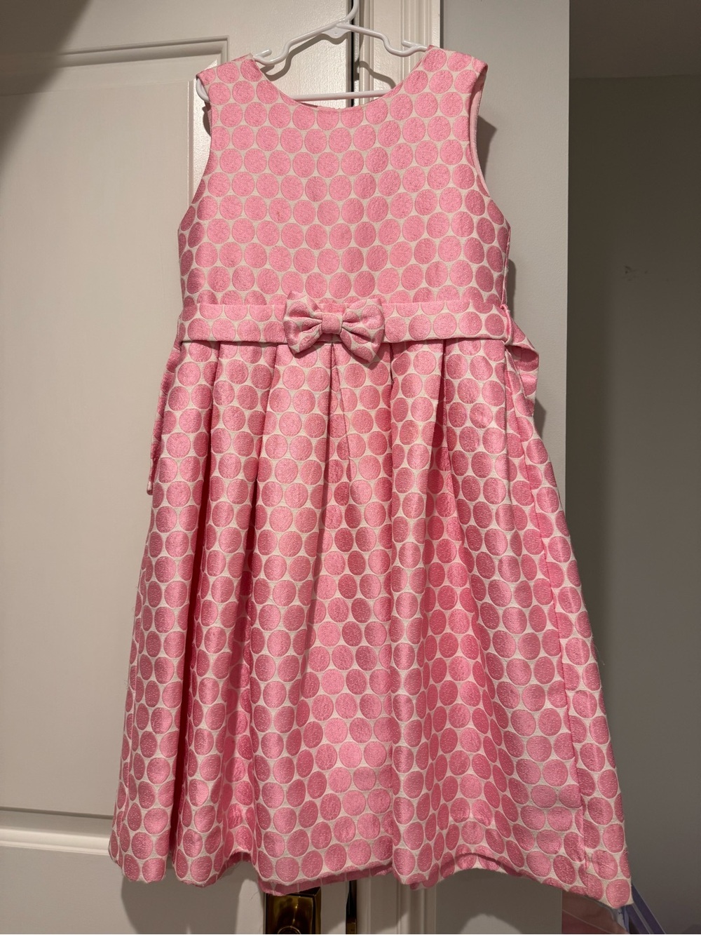 BRAND NEW - Rachel Riley Pink Polka Dot Formal Dress with Waist Bow
